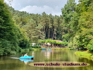 Tretbootfahren am Paddelweiher in Hauenstein